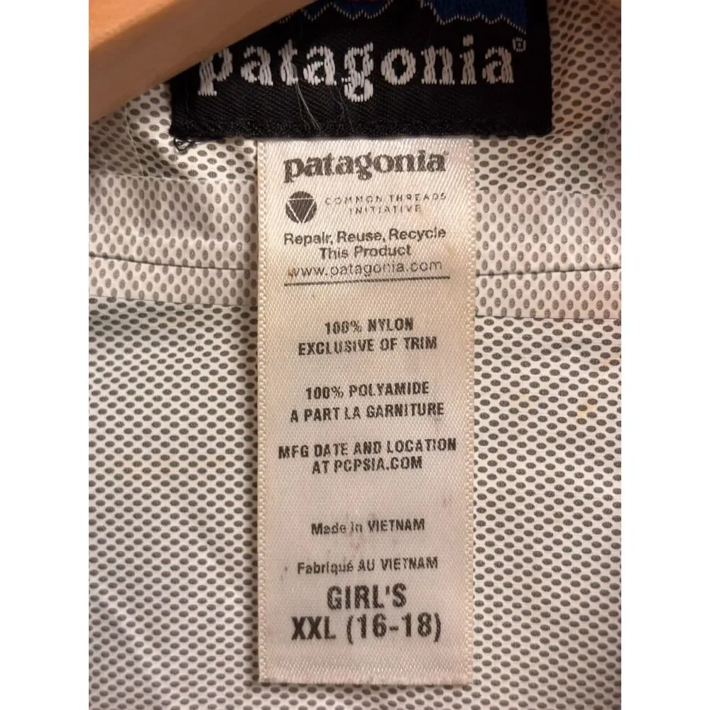 Patagonia Girls XXL 16-18 H2No Rain Jacket Mint Green Hooded Waterproof Shell